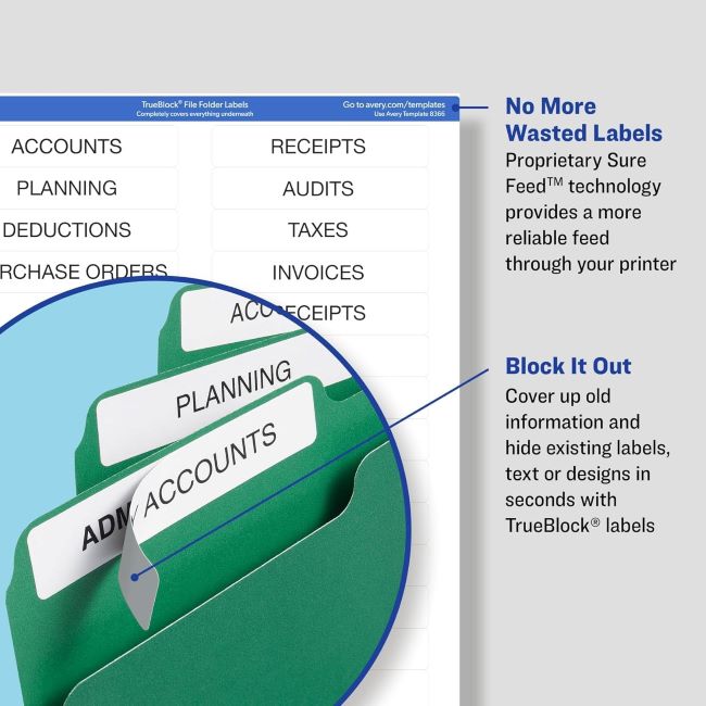 Avery TrueBlock file folder labels review highlighting strong adhesive performance