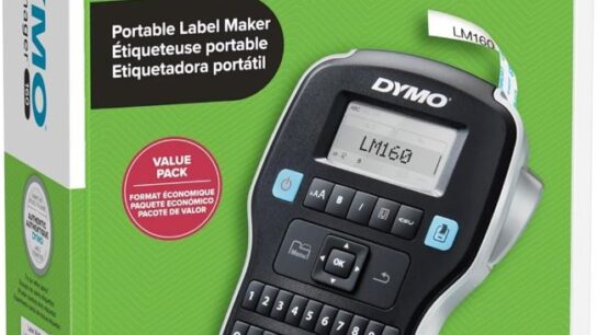 DYMO LabelManager 160 label maker bundle with one-touch smart keys and D1 label cassettes