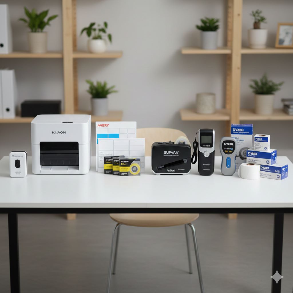 Portable label makers and thermal shipping printers compared with label tapes for home and business