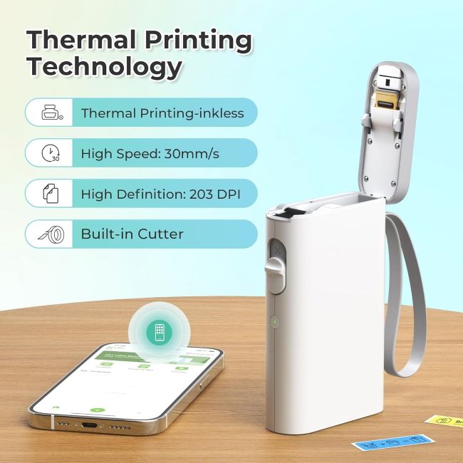 Wireless Nelko P21 label printer with multiple templates for school or office