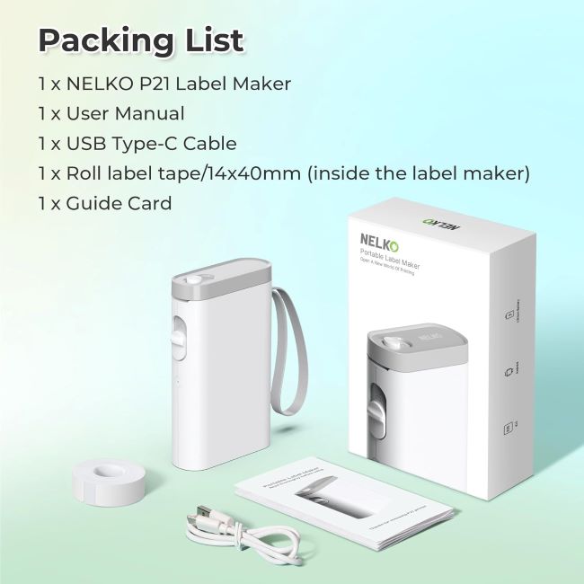 Compact Nelko P21 Bluetooth label maker in white, easy-to-use design