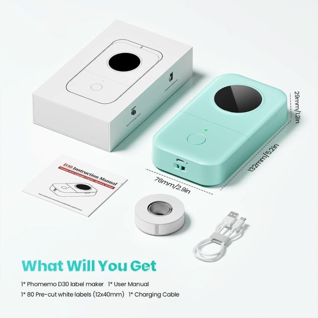 Portable handheld Phomemo D30 label printer for home, school, and office use