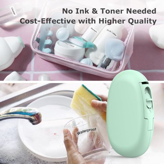 SUPVAN E10 green label maker used for home and office organization