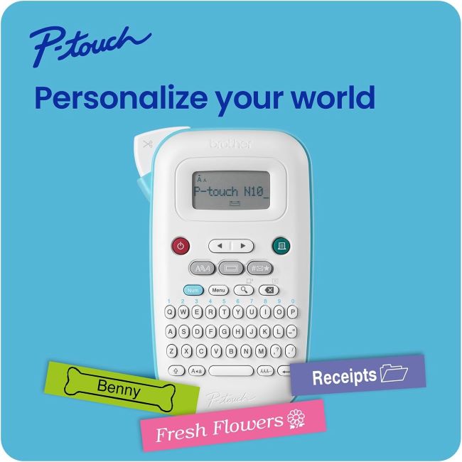Brother P-Touch PT-N10 personal handheld label maker, prints color personalized labels up to 12mm wide