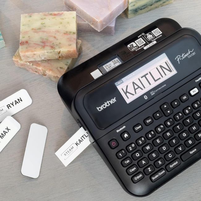Brother P-Touch PT-D610BT professional Bluetooth label maker, prints TZe tapes up to 1 inch, business-friendly