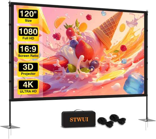 STWUI 120 inch Outdoor Projector Screen with Stand