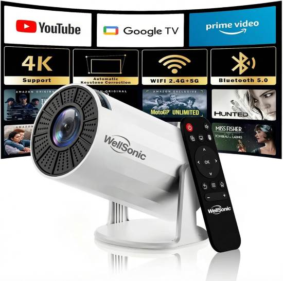 WellSonic Projector with WiFi and Bluetooth