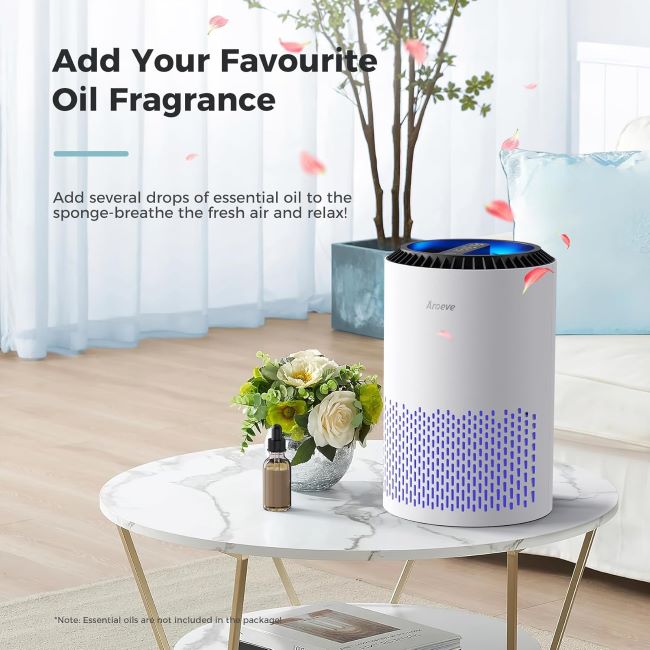 AROEVE MK01 Air Purifier – bedroom and office HEPA air cleaner with sleep mode and speed control, removes smoke, pollen, dander, and odors.