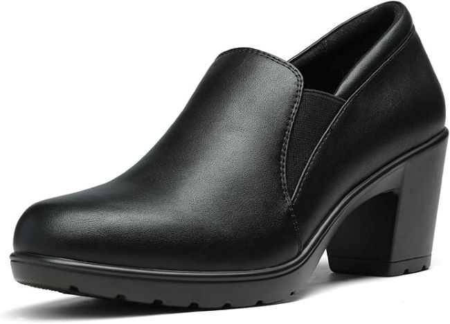 DREAM PAIRS Women’s Low Chunky Block Heels – slip-on heeled loafers for office, business, and casual dress, comfortable all day.