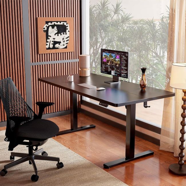 ErGear height-adjustable electric standing desk 47.2 x 23.6 inches, sit-stand home office desk with memory settings, black
