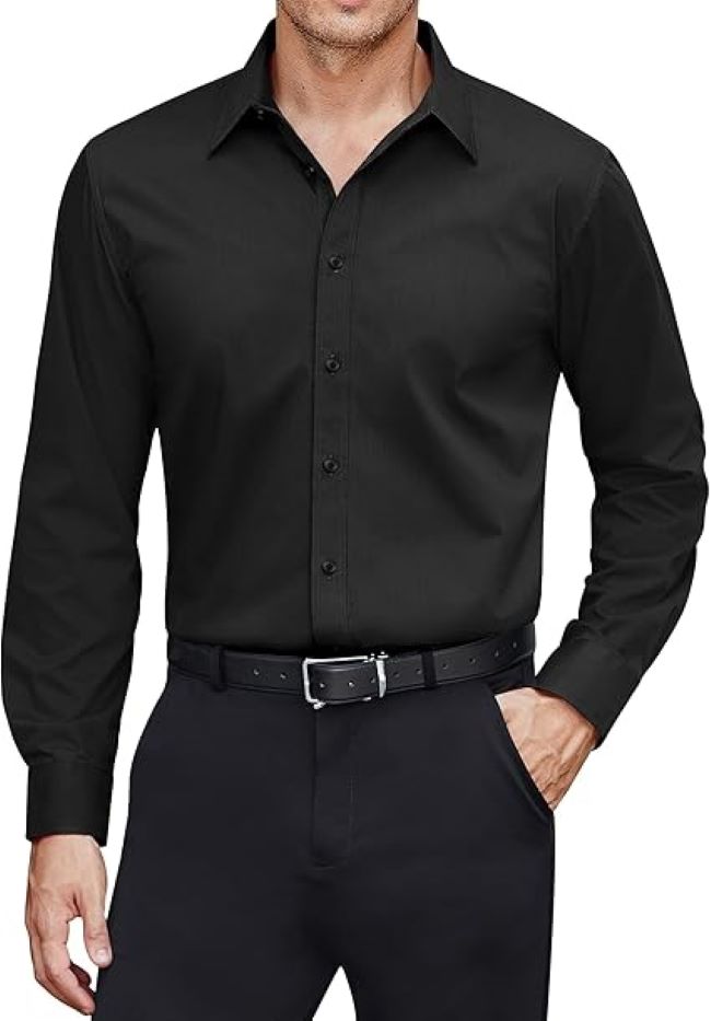 J.VER Men’s Stretch Stain Shield Dress Shirt long sleeve solid formal button-down business casual shirt.