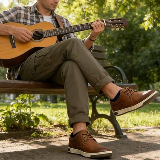 Jousen Retro Fashion Sneakers – breathable men’s business casual sneakers with classic retro design for work and daily wear.
