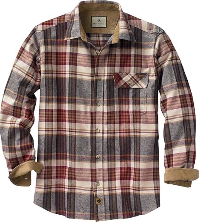 Legendary Whitetails Men’s 100% Cotton Flannel Shirt long sleeve plaid button-down casual outdoor shirt.