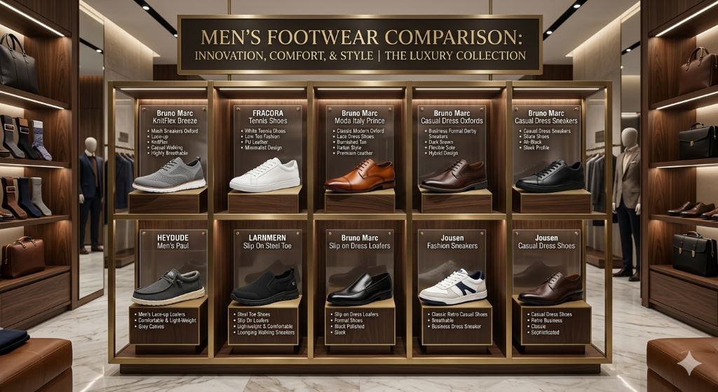 Best affordable men’s business casual shoes in 2026 comparing stylish sneakers, loafers, and Oxford shoes for a professional look.