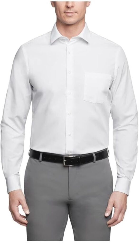 Van Heusen Men’s Regular Fit Poplin Solid Dress Shirt classic long sleeve formal office button-down.