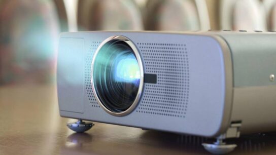 Business conference with screen projector