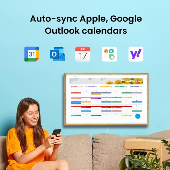 Apolosign 27-inch digital calendar with dual mode touchscreen and stand for flexible home planning setup