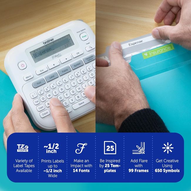 Brother P-Touch PT-D220 label maker for everyday home and office labeling with easy-to-use interface