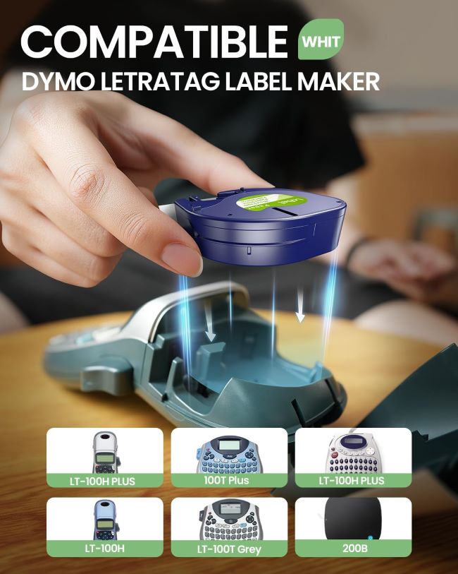Label KINGDOM compatible Dymo LetraTag white paper label tape refills for everyday labeling and organization tasks