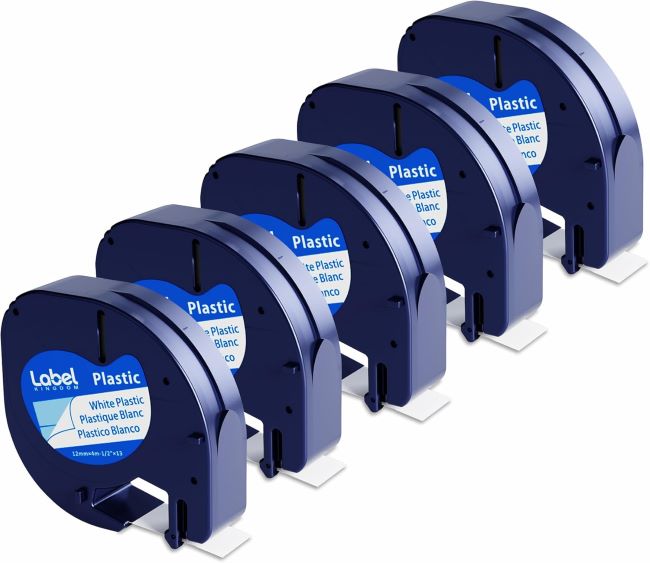 Label KINGDOM compatible Dymo LetraTag plastic label tape refills for durable home and office organization labels