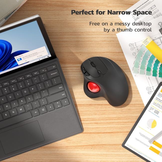 Nulea M501 wireless trackball mouse with rechargeable design and smooth multi-device connectivity