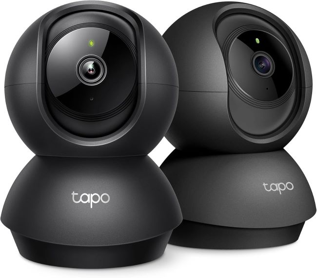 Tapo 2K indoor pan/tilt security camera with 2-way audio, motion detection, night vision, and local or cloud storage options for home use