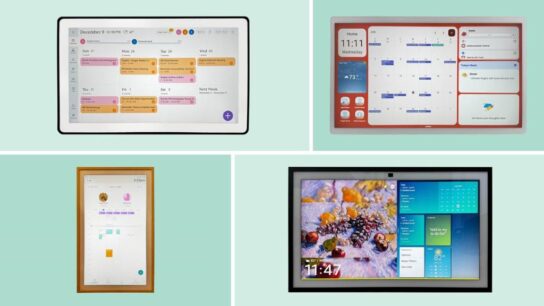 Large screen digital calendar displaying schedules and tasks to improve daily productivity
