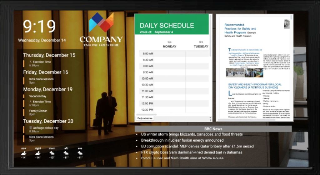 Office workspace featuring a digital calendar for organizing appointments and managing deadlines