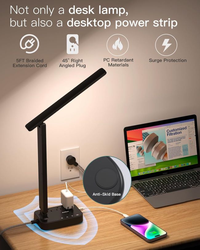 Modern Addtam clamp-free desk lamp for reading, studying, and home office use