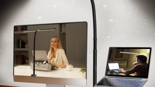 Airlonv eye-caring desk lamp illuminating a workspace in Pennsylvania