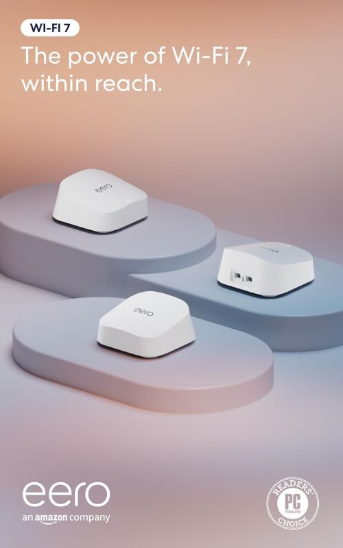 Amazon eero 7 dual-band Mesh Wi-Fi 7 router providing whole-home coverage in New York