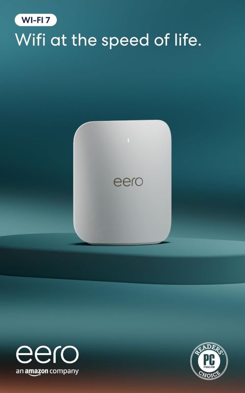 Amazon eero Pro 7 Wi-Fi 7 router providing high-speed internet in a Texas home
