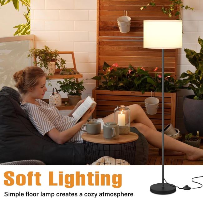 Ambimall minimalist floor lamp lighting a modern living room in Georgia