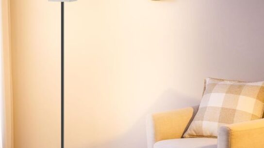 GOEBLESON standing floor lamp illuminating a modern living room in Washington