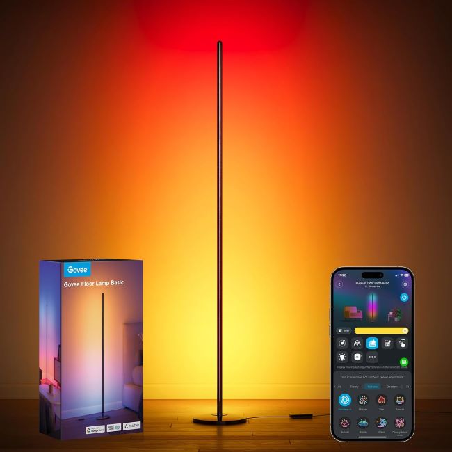 Govee RGBIC smart LED corner floor lamp with customizable colorful lighting
