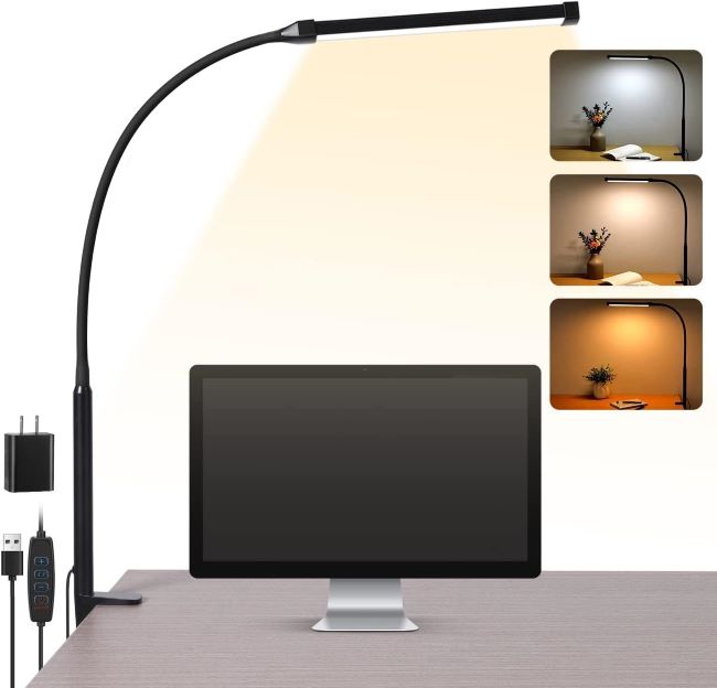 Voncerus clip-on desk lamp attached to a study desk in Washington