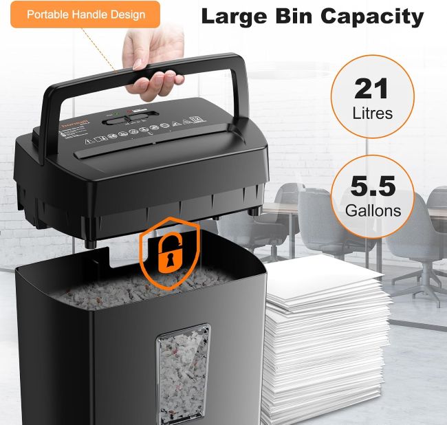 Bonsaii C275-A heavy-duty paper shredder with large wastebasket for office use