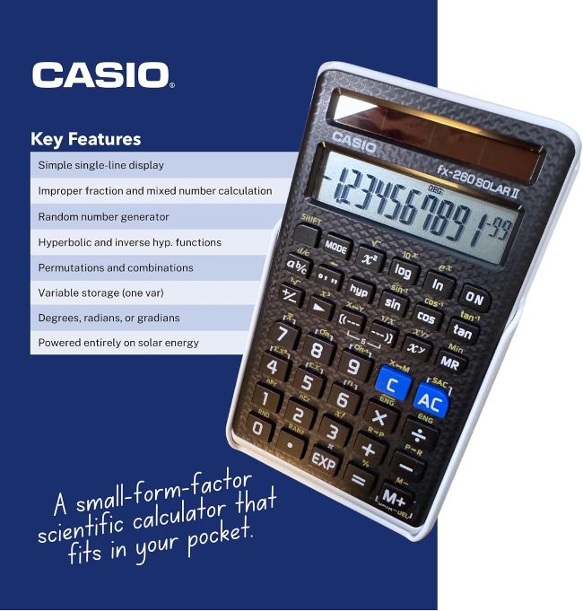 Casio fx-260 Solar II solar-powered calculator for students
