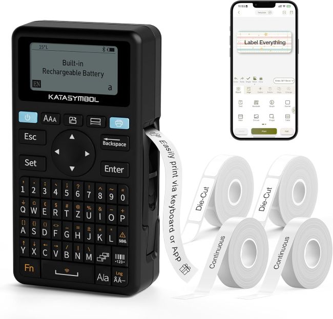 SUPVAN E11 Bluetooth Label Maker with wireless printing from a smartphone