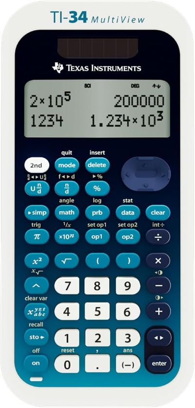 TI-34 MultiView Calculator with four-line display for students