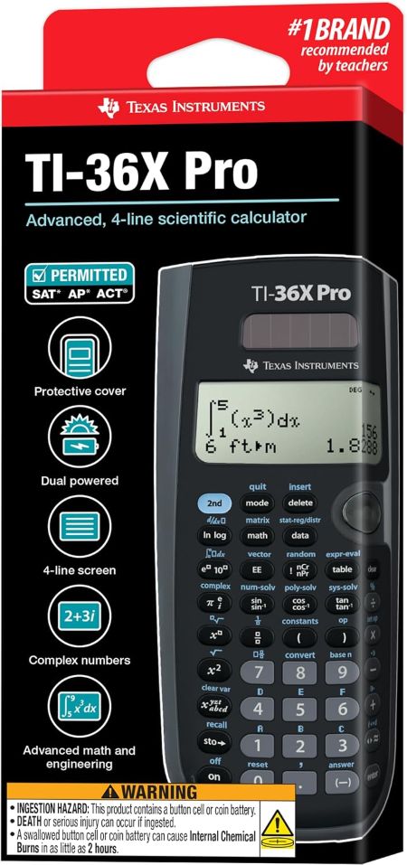Texas Instruments TI-36X Pro calculator for calculus, statistics, and engineering calculations