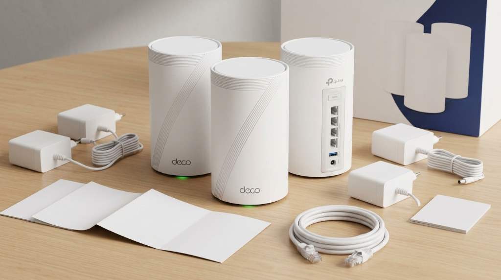TP-Link Deco BE63 Wi-Fi 7 mesh system package contents