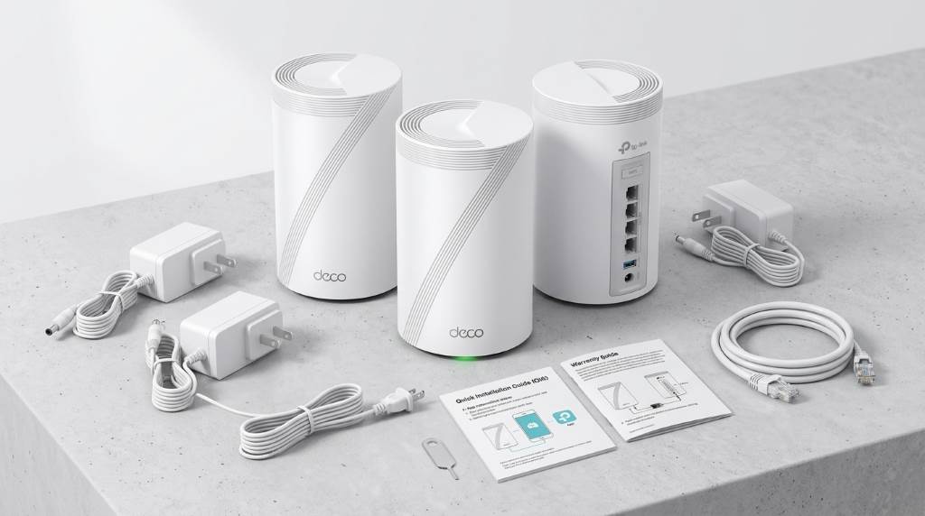 TP-Link Deco BE63 three-pack box contents for home networking