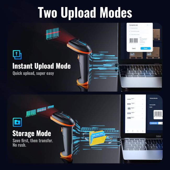 Tera handheld barcode scanner scanning products in a checkout or warehouse setting