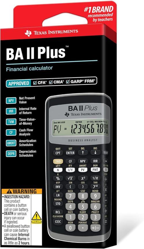 Affordable BA II Plus calculator for loans, mortgages, bonds, cash flows, and investments