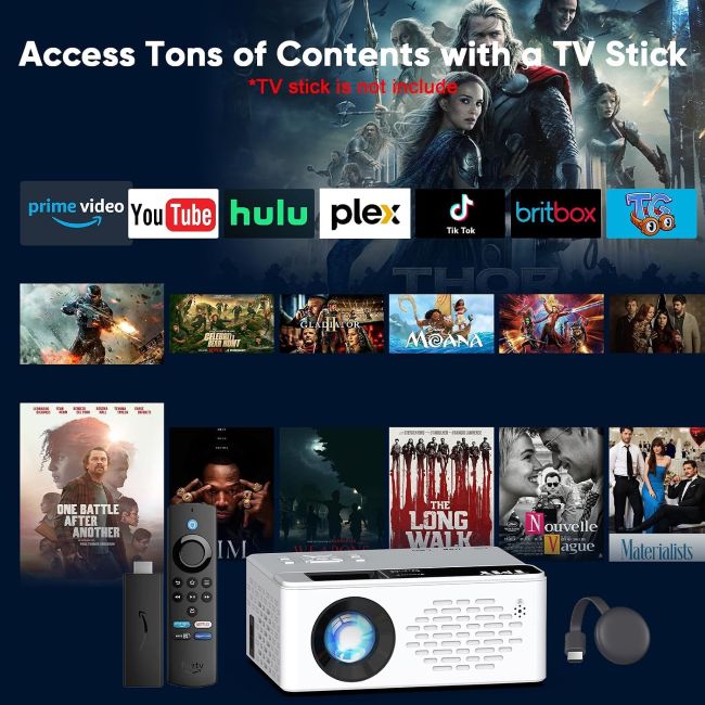 TMY Mini Projector with 1080P display